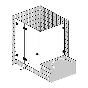 FORMAT Premium Ganzglas-Tür mit Festfeld/Seitenwand für Badewanne, Höhe bis 2000 mm