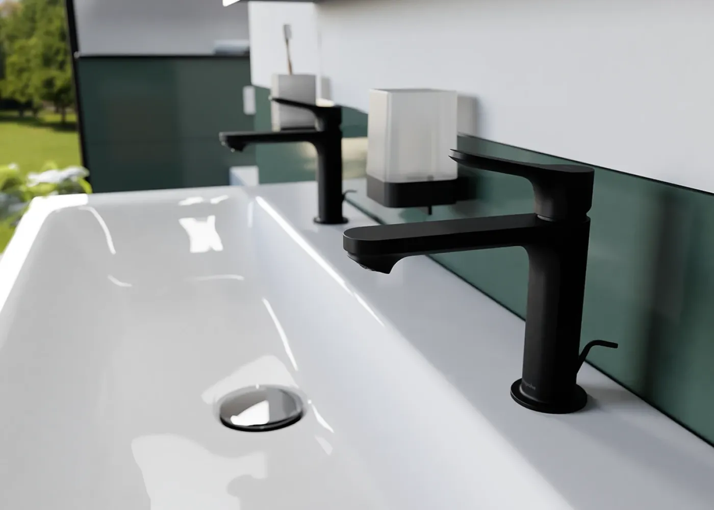 FORMAT Waschplatz mit Accessoires und FORMAT CoolStart Armatur