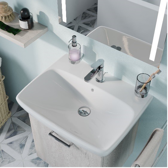 FORMAT Waschplatz mit Accessoires und FORMAT CoolStart Armatur