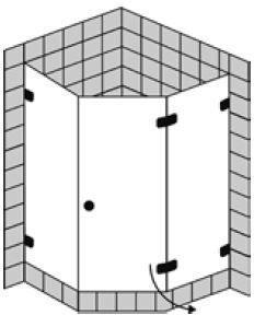 FORMAT Design 3.0 Fünfeck-Ganzglasdusche 1-türig, HS rahmenlos