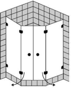 FORMAT Design 3.0 Fünfeck-Ganzglasdusche 2-türig, HS rahmenlos