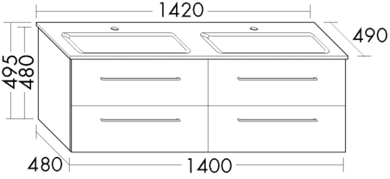 FORMAT Design Glasdoppelwaschtisch mit Unterschrank SEOJ