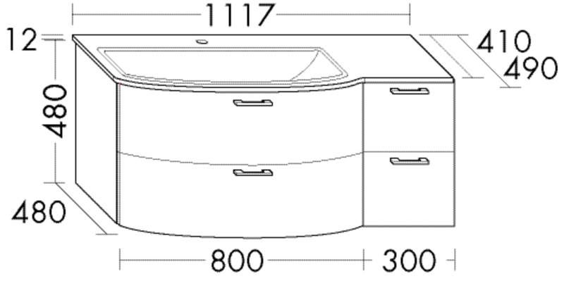 FORMAT Design Keramik-Waschtisch mit Unterschrank SGYJ